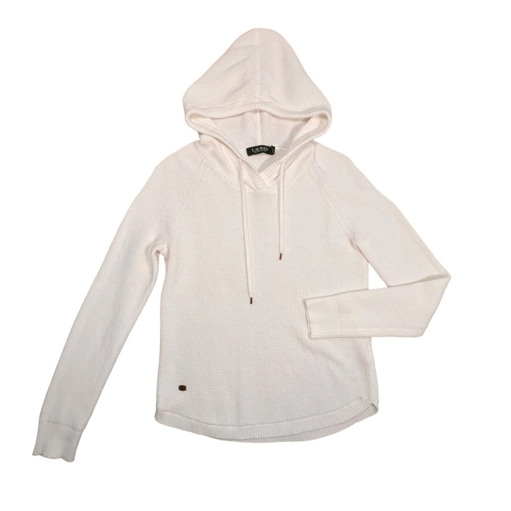 Lauren Ralph Lauren White Thermal Knit Hoodie Pullover M